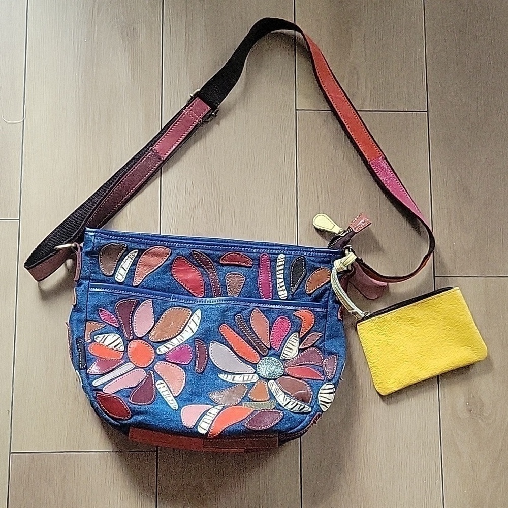 Ameri Leather Avie Multicolor Leather Cross Body Bag